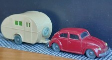 Wiking Gespann 30/8 VW Käfer (Typ 5 schmale Leuchte) + 54/2 Reiseanhänger Eiform