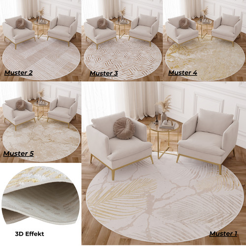 Teppich rund kurzflor gold - rund,