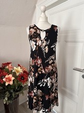 Lascana Sommerkleid Strandkleid ärmelloses Kleid Hängerchen Schwarz Blumendruck