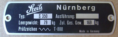Typenschild steib s350 - typenschild,