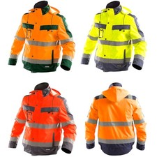 Reflektierende wasserdichte warme Herren Winter Arbeitsjacke wattiert hohe Sichtbarkeit Kapuze Mantel