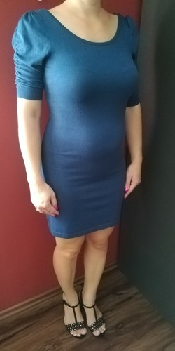 Strickkleid blau petrol - strickkleid,