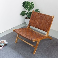 Teakholz Leder Stuhl Makasar