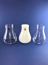 (D8) 3 kleine Tischvasen Glas Design Deko 2 klar und 1 weiß Überfangglas