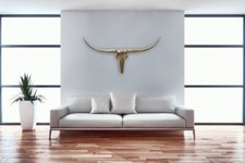 FineBuy Deko Geweih Bull "L" Aluminium Deisgn Hörner 125 cm Wanddekoration Neu