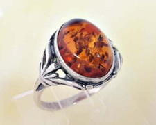 Bernstein Ring Silber 925 oval