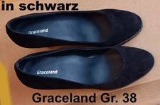 Graceland PUMPS (Kunst-)Rauleder Gr. 38 in schwarz ,Absatz 10cm, Plateau-Sohle s