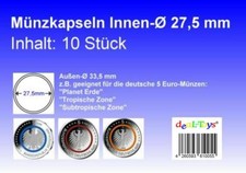 10 Münzkapseln 27,5mm, geeignet für 5 Euro Münze...