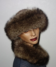 Waschbär Pelz Stirnband Echt Fell Schal Sky Haarband Real Raccon Fur Pelzmütze