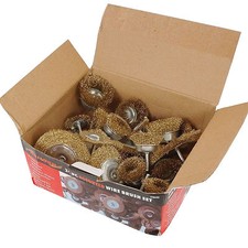 Brandneu 24-teiliges Drahtbürsten-Set gequetschte Stahltasse & flache Bürsten Bohrer Rad Werkzeuge