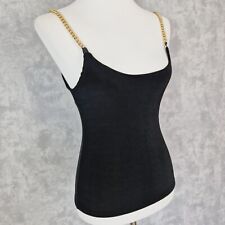 Trägertop Top Kettenträger 38 M Schwarz Gotik Tiefer Ausschnitt 