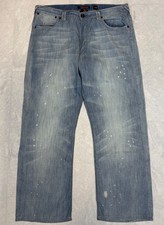 Seltene Coole Dünne ED HARDY Denim Jeans Gr. 38 W38 L34 Hell Blau