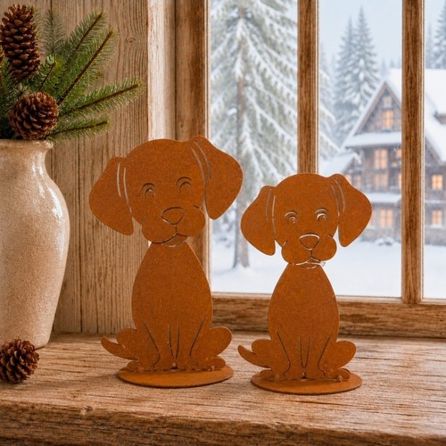 Edelrost figuren 2er set hunde - figuren,