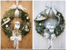 Türkranz Eule Winter Weihnachten Weihnachtskranz natur Landhaus Shabby