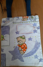 Stoffbeutel, Tasche TEDDY, STERNE Handarbeit, NEU - UNIKAT mittlere Größe
