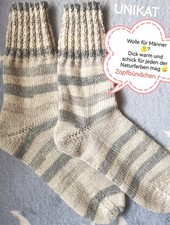 Gr 39 40 DICKE Stricksocken Wollsocken Handgestrickt Flotte Socke Mens' UNIKAT?