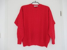 MANRICO Herren Pullover Zopfmuster reines Cashmere 56 Made in Italy  Rot