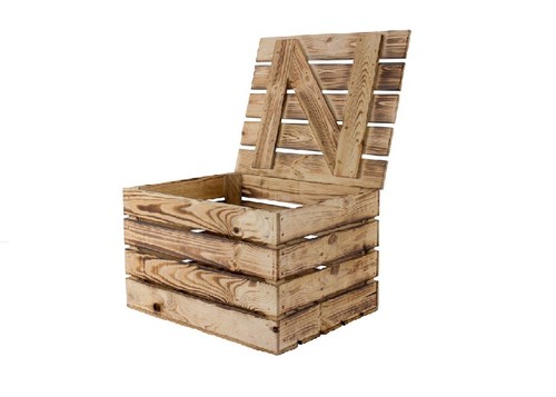 Holztruhe geflammt 48x36x28 - geflammt,