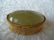 Pillendose Döschen mit Onyx Cabochon vergoldet Italien Metall