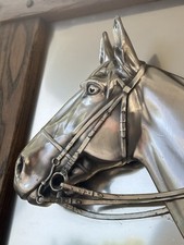 Pferdekopf Relief Bild Silber Optik vintage 1950er  37x42 Cm Mit Rahmen 