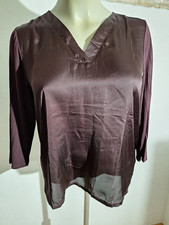 Bluse Shirt Gr 48 Braun Satin Optik vorn M