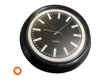 1980er große Bahnhofsuhr 44cm Quartzuhrwerk Wanduhr Plastik läuft gut Germany