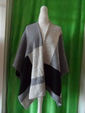 ESISTO Kaschmir Poncho, Gr. M, schwarz-grau