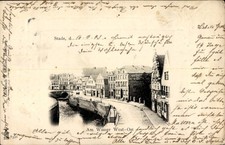 Passepartout Ak Stade in Niedersachsen, am Wasser, Strassenansicht - 4769204