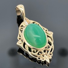 CLIP ANHÄNGER 375/- GG MIT CHRYSOPRAS, BK & RHEINGOLD  SOGNI D'ORO  SCHMUCKJAGD