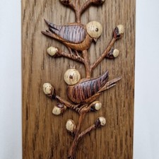 Wandbild retro 70er Jahre KITSCH Bild Vögel Plastik Vintage Kunstwerk 33cm