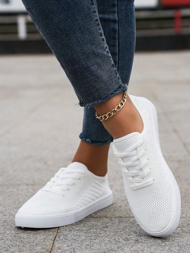Weiße damen schnürschuhe - weiße, damen-schnürschuhe