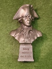  (642) Kleine Büste "Alter Fritz" Friedrich der Große Sockel Metall Massiv 