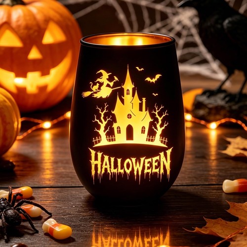 Halloween windlicht glas - halloween,