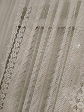 Landhaus Gardinenset 2 Schals Dekoschal Spitze Vorhang Weiß Kräuselband 130x150