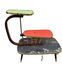  50er Nientisch Blumenbank Pflanzen Etagere Holz Resopal Tisch mid century 50s