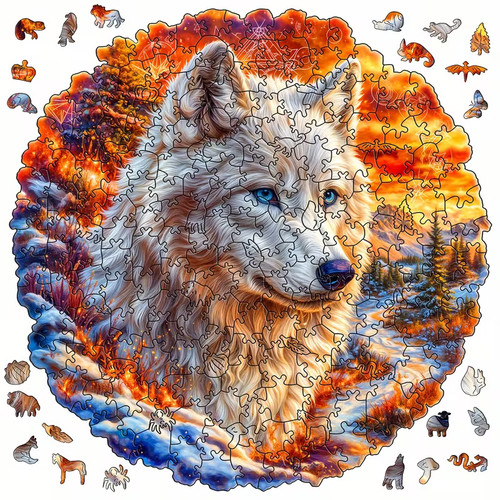 Holzpuzzle wolf puzzle - 2d,