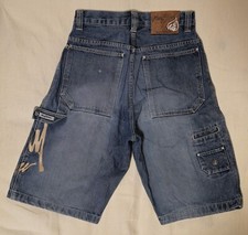 Johnny Blaze Sz. M 90er Hip-Hop BAGGY Jeans Short viele Applikationen aus Metall