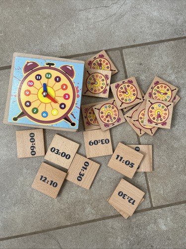 Holz lernbox uhrzeit lernspiel - holz-lernbox,