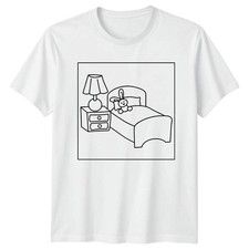 Bedtime Bunny Rabbit Schlafzimmer Szene Herren T-Shirt Damen Tee Grafik