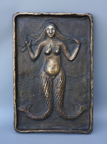 Meerjungfrau bronze relief - meerjungfrau,