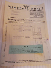 WANDERER Fahrrad RECHNUNG 1938
