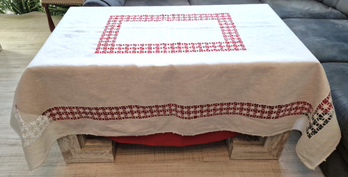 Vintage tischdecke leinen - -,