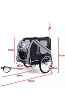 Fahrradanhänger Hundeanhänger klappbar für Haustiere bis 40Kg  Grau Schwarz