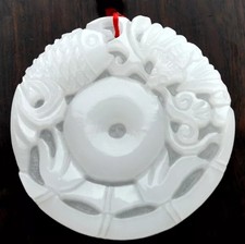 Wunderschöner Jade-Anhänger mit 68cm Halskette Schmuck Karpfen Unikat CHINA