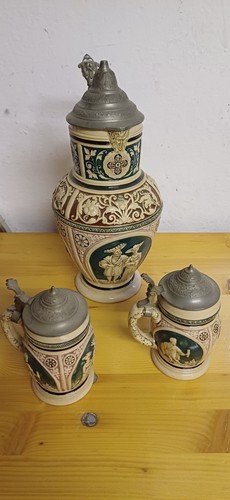 Weinkrug mit zinndeckel - mit,