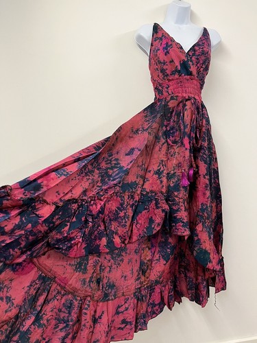 Seidenkleid lang rosa rot