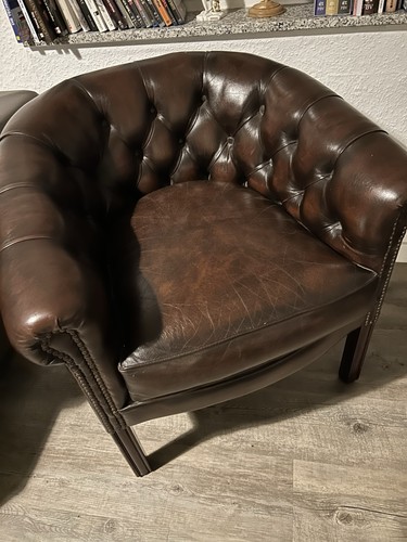 Leder sessel antik club - 2,