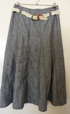 Bonita _Damen Rock  Leinenrock  Godetrock  mit Gürtel Grau Gr. 42-44
