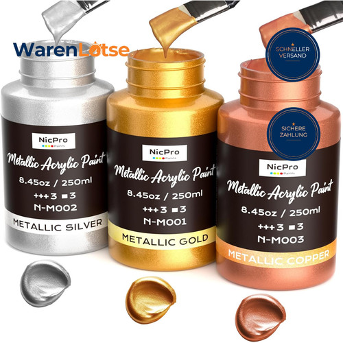 Acrylfarbe metallic 750ml - metallic, gold