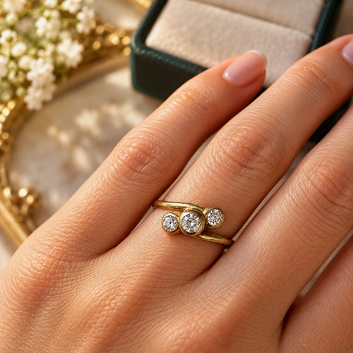 Ring 333 gelbgold mit weißen - ring,